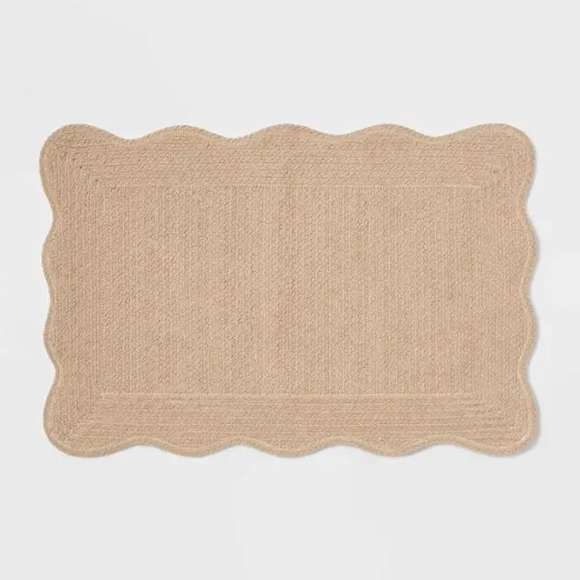 Main image of 20"x30" Scallop Cotton Braid Bath Rug Khaki