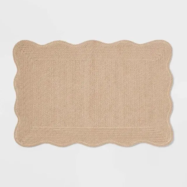 Alt view image 2 of 4 - 20"x30" Scallop Cotton Braid Bath Rug Khaki