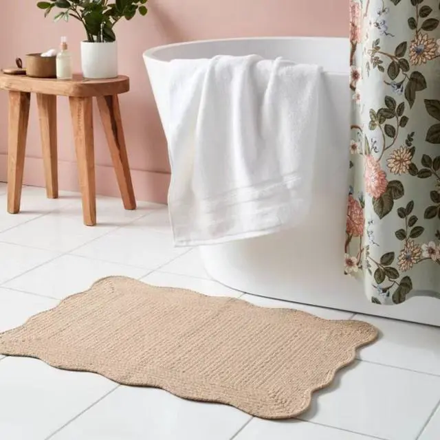 Alt view image 3 of 4 - 20"x30" Scallop Cotton Braid Bath Rug Khaki