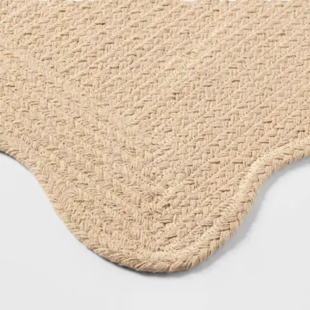 Alt view image 4 of 4 - 20"x30" Scallop Cotton Braid Bath Rug Khaki