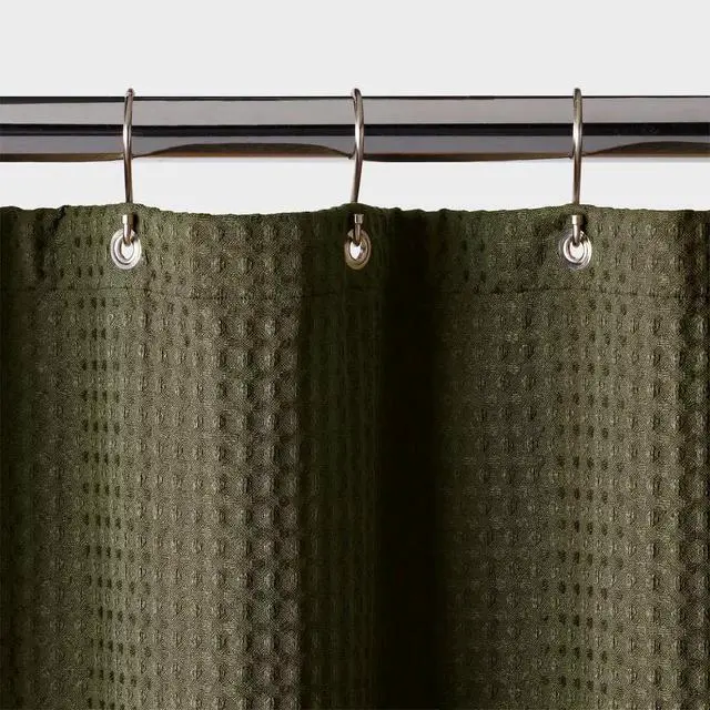 Alt view image 2 of 4 - Waffle Weave Shower Curtain-Durable fabric for long-lasting use