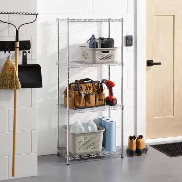 Alt view image 3 of 5 - 4 Tier Wire Shelving Chrome