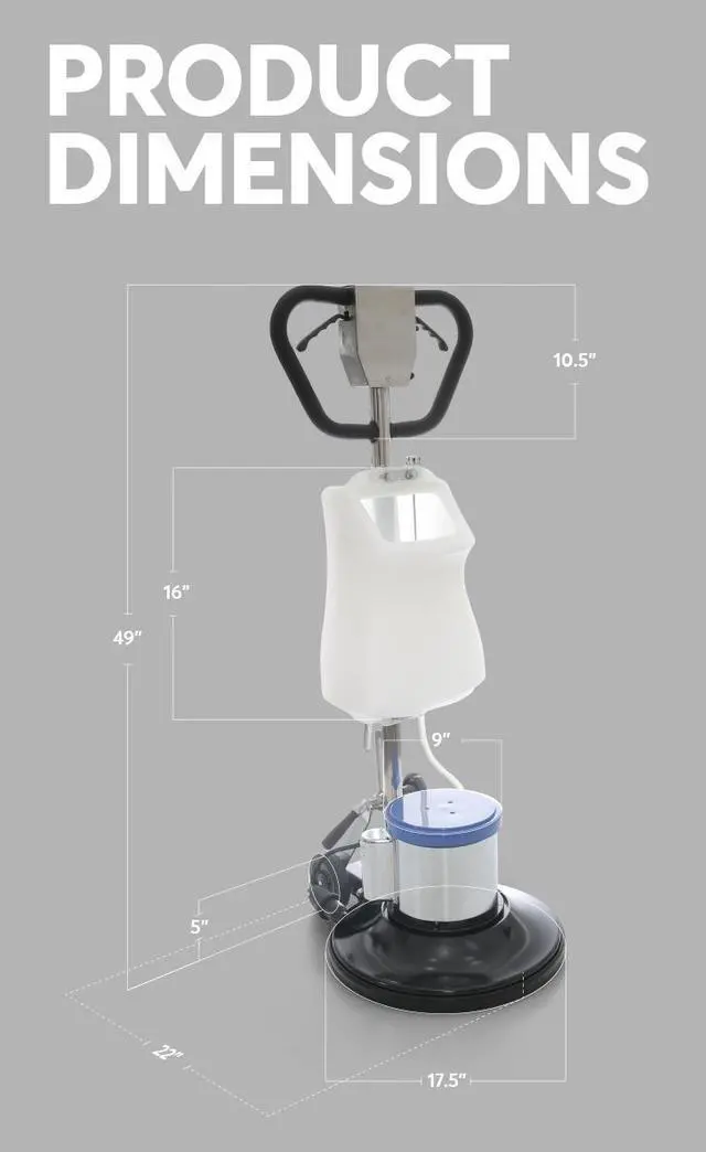 Alt view image 7 of 7 - Industrial 17" Floor Buffer Polisher Machine | 1200W Heavy Duty Metal Body & Handle | Multi-Functional Commercial Floor Scrubber | Includes Full Attachment Kit