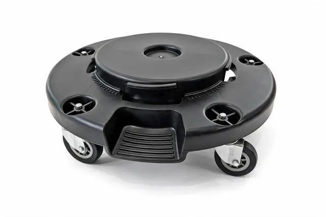 Main image of Trash Can Dolly | Heavy-Duty Plastic | 5 Casters | Foot Stabilizer | 460 Lb. Capacity (Black)