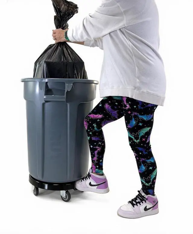 Alt view image 6 of 7 - Trash Can Dolly | Heavy-Duty Plastic | 5 Casters | Foot Stabilizer | 460 Lb. Capacity (Black)