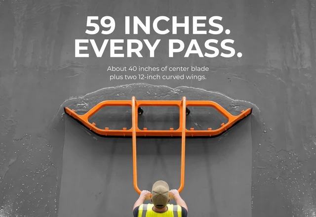 Alt view image 3 of 7 - Heavy Duty Commercial Floor Squeegee with Wheels, Extra Wide 59" Curved Water Squeegee with 37" Push Handle, Orange Metal Frame & Black Blade for Warehouse, Garage & Industrial Floor Cleaning