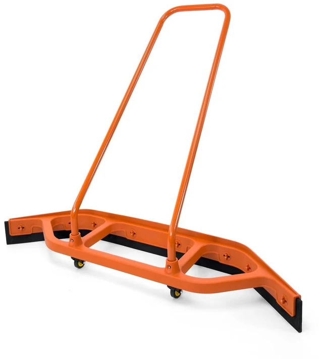 Main image of Heavy Duty Commercial Floor Squeegee with Wheels, Extra Wide 47" Curved Water Squeegee with 37" Push Handle, Orange Metal Frame & Black Blade for Warehouse, Garage & Industrial Floor Cleaning