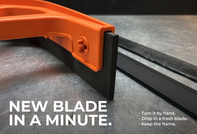 Alt view image 7 of 7 - Heavy Duty Commercial Floor Squeegee with Wheels, Extra Wide 47" Curved Water Squeegee with 37" Push Handle, Orange Metal Frame & Black Blade for Warehouse, Garage & Industrial Floor Cleaning