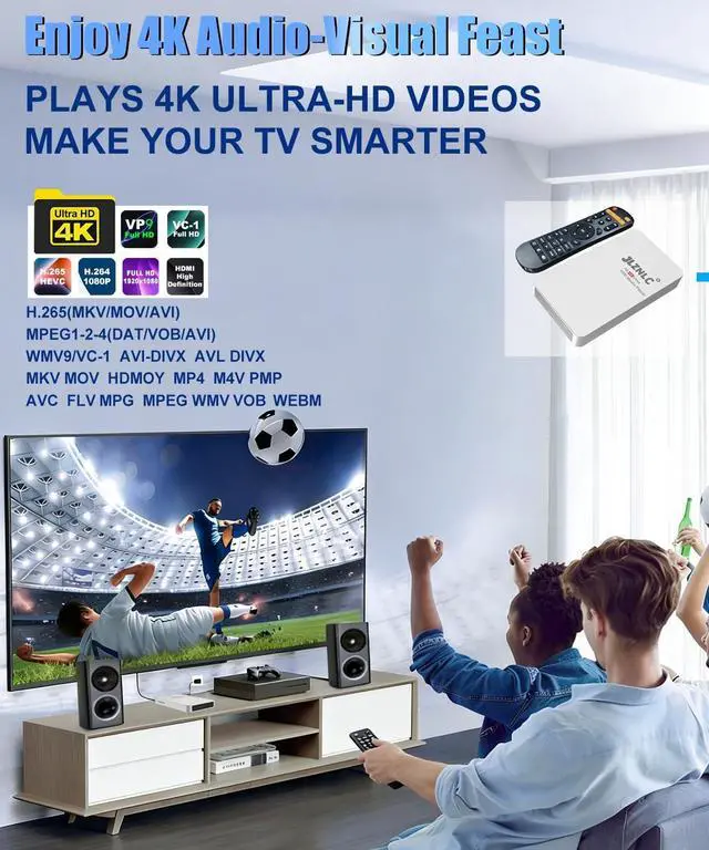 Alt view image 9 of 14 - 4K Ultra HD Media Player & HDD Enclosure 2-in-1,Digital Signage, Play H.265/HEVC H.264/AVC MP4 MKV Videos,MP3 Music,JPG Photos,Auto Playback and Resume,Supports HDDs,USB/MicroSD,4k HDMI,Analog AV.