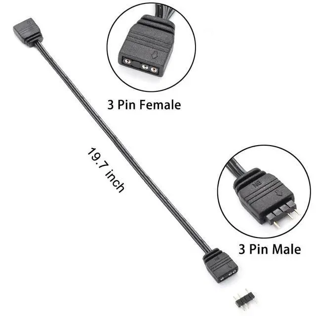 Alt view image 6 of 8 - ARGB Splitter Extension Cable 3 Pin Addressable RGB Splitter Expand Computer PC ARGB Fans and Other ARGB LED Series, 2 Pack 19.7 Inches