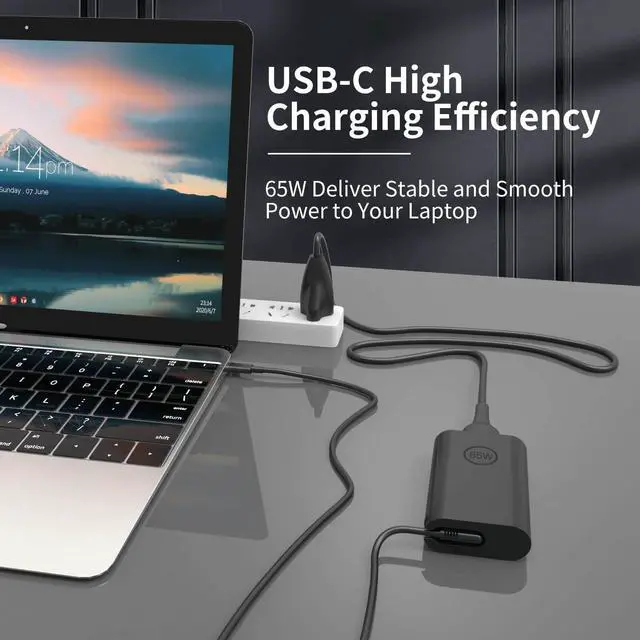 Alt view image 10 of 14 - 65W 45 Watt AC Adapter Compatible with Dell Laptop Charger USB C Computer Latitude 5420 7420 5540 5440 3540 7440 5450 5430 5520 5530 7430 E5430 E5440,XPS 13 Type C Power Cord