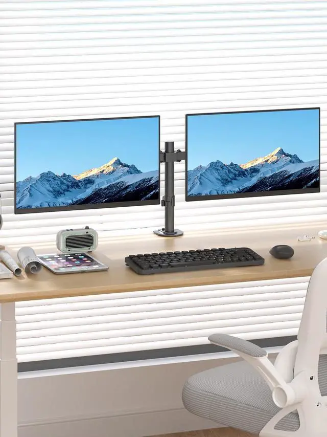 Alt view image 14 of 14 - Dual Monitor Desk Mount, Adjustable Dual Monitor Arm for 2 Computer Screens up to 27 inch, Dual Gas Spring Monitor Arm, Holds up to 22 lbs Each, VESA 75x75/100x100 mm, Black (MD9442)