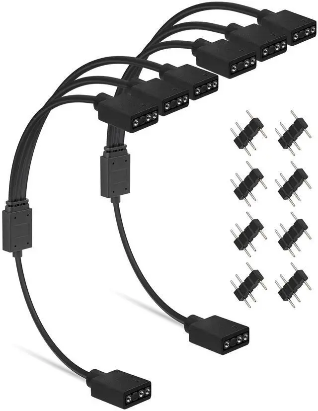 Alt view image 8 of 14 - 1-to-3 ARGB Splitter Cable, ARGB Cable, 5V 3 Pin Addressable RGB Extension Cable ARGB LED Sync Cable for Computer Chassis CPU Cooler and 5V ARGB Fan (2 Pack)