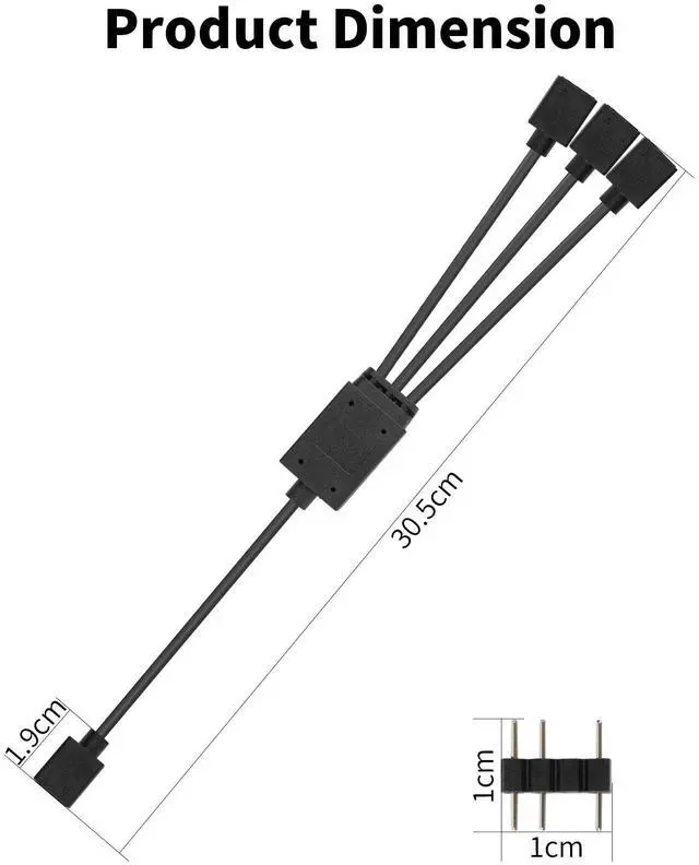 Alt view image 9 of 14 - 1-to-3 ARGB Splitter Cable, ARGB Cable, 5V 3 Pin Addressable RGB Extension Cable ARGB LED Sync Cable for Computer Chassis CPU Cooler and 5V ARGB Fan (2 Pack)