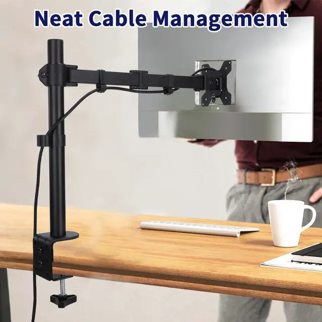 Alt view image 13 of 14 - Single Monitor Desk Mount, Heavy Duty Adjustable Monitor Stand for 13"-32" Screen, Monitor Arm Desk Mount Holds Up to 22lbs with C Clamp/Grommet Base