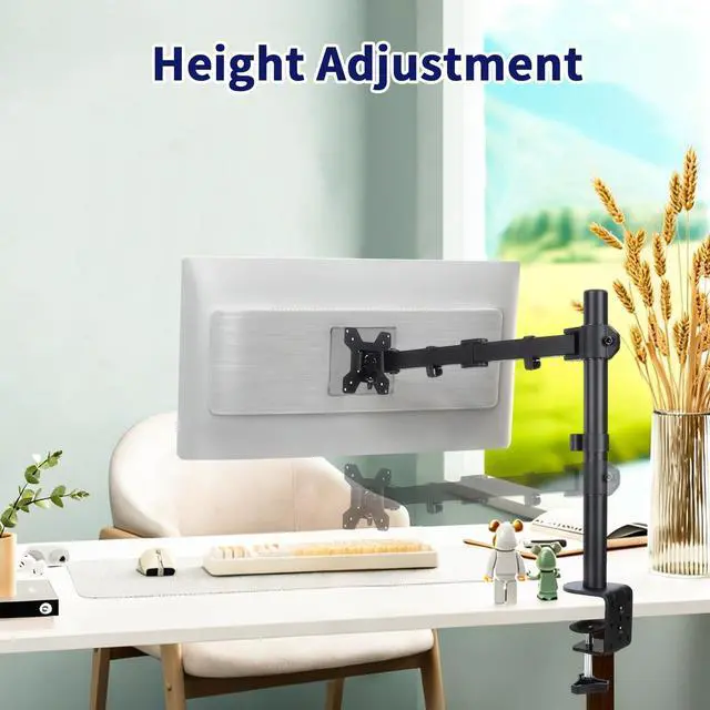 Alt view image 11 of 14 - Single Monitor Desk Mount, Heavy Duty Adjustable Monitor Stand for 13"-32" Screen, Monitor Arm Desk Mount Holds Up to 22lbs with C Clamp/Grommet Base