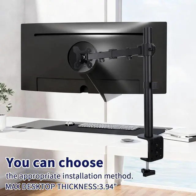 Alt view image 14 of 14 - Single Monitor Desk Mount, Heavy Duty Adjustable Monitor Stand for 13"-32" Screen, Monitor Arm Desk Mount Holds Up to 22lbs with C Clamp/Grommet Base