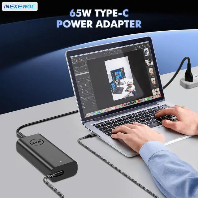Alt view image 14 of 14 - 65W Laptop Charger USB C - Compatible with Dell Latitude 5420 5520 7420 7430 5430 5530 5540 5440 5450 5550 and Inspiron 14 16 XPS 13, Computer Type C AC Adapter Power Supply Cord