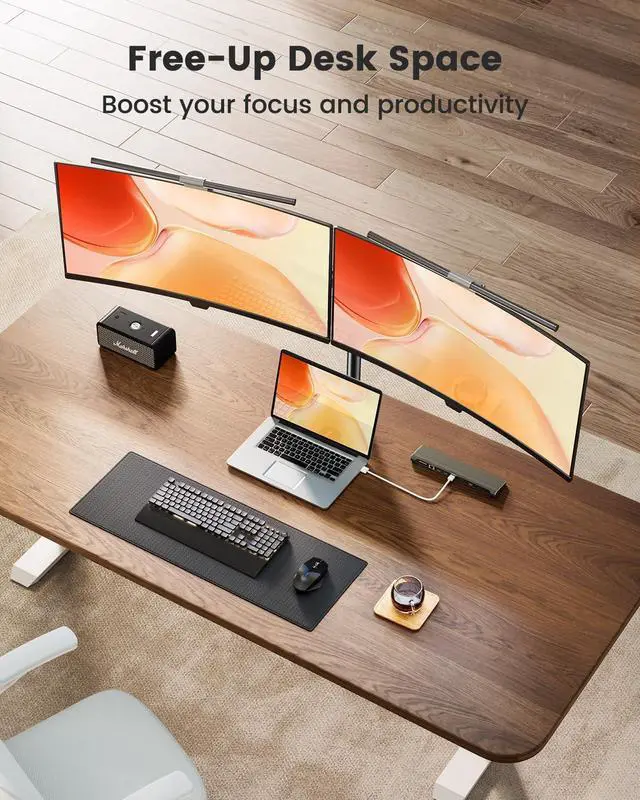 Alt view image 13 of 14 - Dual Monitor Stand, Heavy Duty Adjustable Monitor Desk Mount for 2 Screens up to 32 Inches, Fully Adjustable Height, Tilt, Swivel, Rotate, Supports 17.6 lbs per Monitor Arm, Easy Installation
