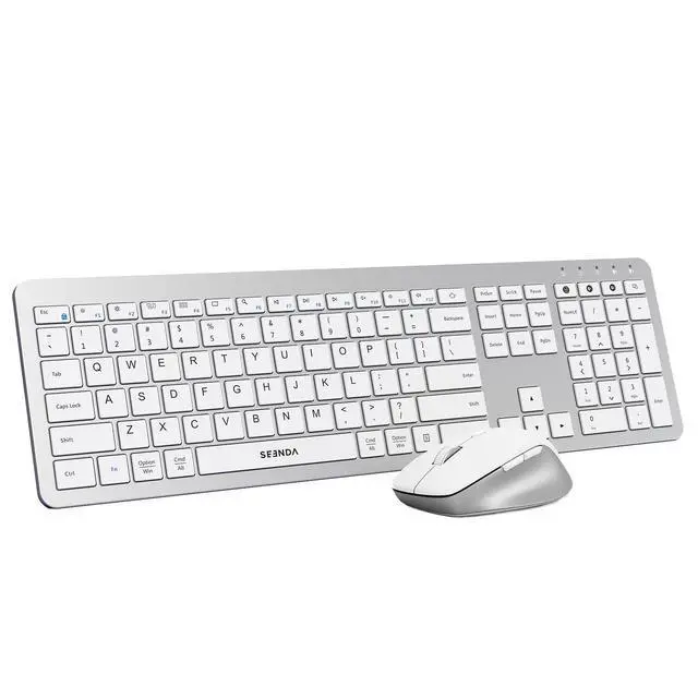 Alt view image 8 of 14 - Wireless Keyboard and Mouse Combo for Windows PC, Laptop, Mac, iPad, Bluetooth & 2.4G 3-Device Multi-Connection, Ultra Slim Full Size Quiet Keyboard, Adjustable DPI Mouse, Silver