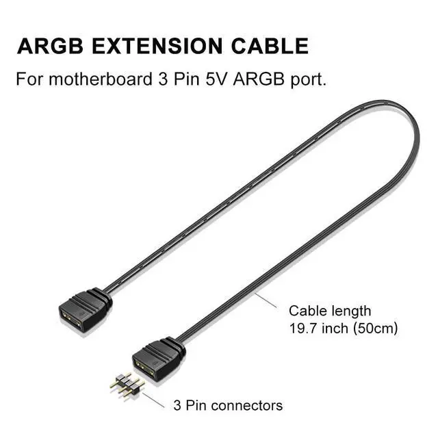 Alt view image 7 of 8 - ARGB Splitter Extension Cable 3 Pin Addressable RGB Splitter Expand Computer PC ARGB Fans and Other ARGB LED Series, 2 Pack 19.7 Inches