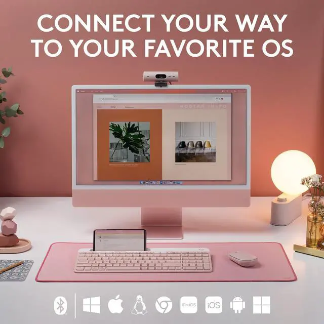 Alt view image 10 of 14 - K585 Multi-Device Slim Wireless Keyboard, Built-in Cradle for Device; for Laptop, Tablet, Desktop, Smartphone, Win/Mac, Bluetooth/Receiver, Compact, Easy Switch, 24 Month Battery - Rose