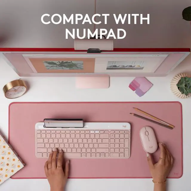 Alt view image 11 of 14 - K585 Multi-Device Slim Wireless Keyboard, Built-in Cradle for Device; for Laptop, Tablet, Desktop, Smartphone, Win/Mac, Bluetooth/Receiver, Compact, Easy Switch, 24 Month Battery - Rose