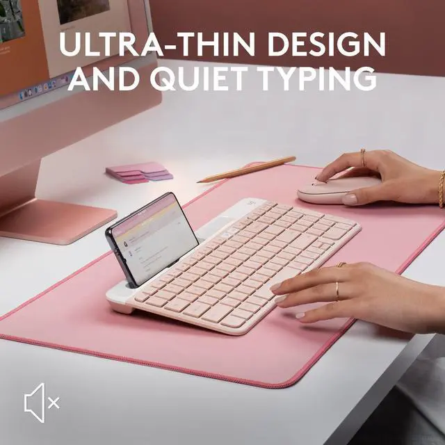 Alt view image 12 of 14 - K585 Multi-Device Slim Wireless Keyboard, Built-in Cradle for Device; for Laptop, Tablet, Desktop, Smartphone, Win/Mac, Bluetooth/Receiver, Compact, Easy Switch, 24 Month Battery - Rose
