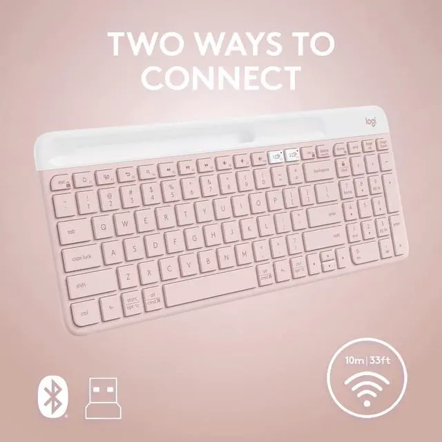 Alt view image 13 of 14 - K585 Multi-Device Slim Wireless Keyboard, Built-in Cradle for Device; for Laptop, Tablet, Desktop, Smartphone, Win/Mac, Bluetooth/Receiver, Compact, Easy Switch, 24 Month Battery - Rose