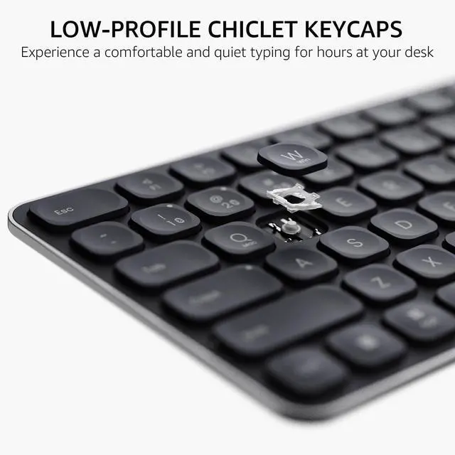 Alt view image 11 of 14 - 9010M Multi-Device Keyboard and Mouse Combo, 2.4GHz/Bluetooth 5.0/4.0 Wireless Keyboard & Mouse Set for Windows/Mac/Linux/Chrome, Support 4 Devices, Low-Profile Silent Click, Battery Powered