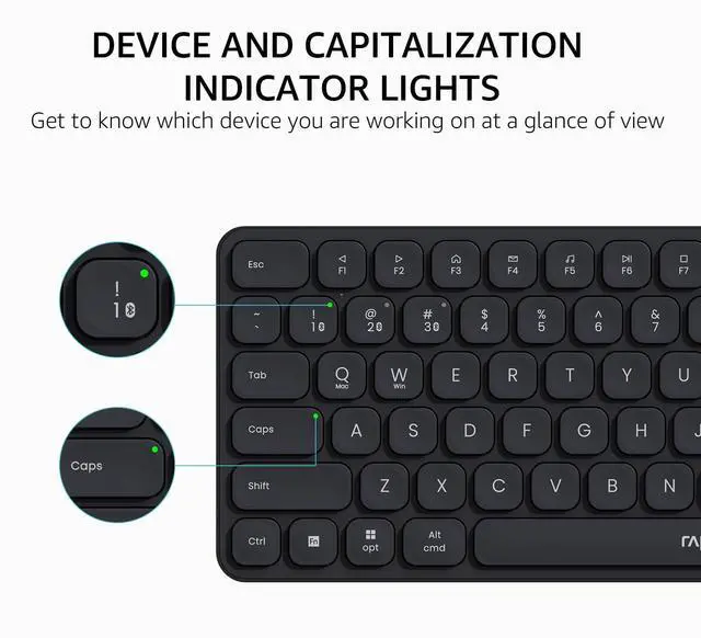 Alt view image 14 of 14 - 9010M Multi-Device Keyboard and Mouse Combo, 2.4GHz/Bluetooth 5.0/4.0 Wireless Keyboard & Mouse Set for Windows/Mac/Linux/Chrome, Support 4 Devices, Low-Profile Silent Click, Battery Powered