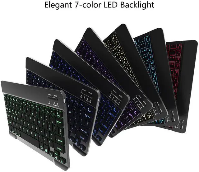 Alt view image 9 of 14 - 7 Color Backlit Bluetooth Keyboard and Mouse Combo for iPad A16 11th 10th Gen iPad Pro Mini Air iPhone, iPadOS 13 or Later, Slim Rechargeable Android Tablet Phone Wireless Mouse Keyboard (Black)