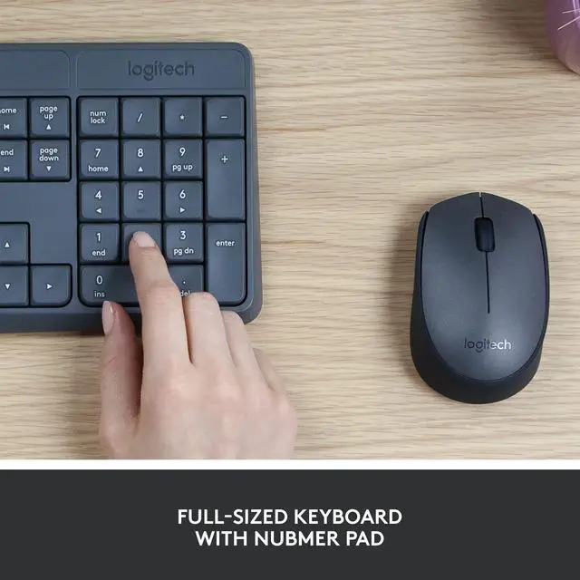 Alt view image 10 of 14 - MK235 Wireless Keyboard and Mouse Combo for Windows, 2.4 GHz Wireless Unifying USB Receiver, 15 FN Keys, Long Battery Life, Compatible with PC, Laptop