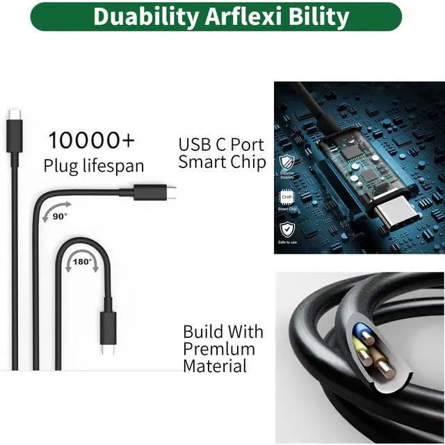 Alt view image 11 of 14 - New 65W USB C Laptop Charger for Dell Laptop Charger,Dell USB C Charger for Dell Latitude 3340 3440 3540 5420 5430 5440 5520 7430 7420 7440,XPS 13 9360,Chromebook 3100 Type C AC Power Adapter Cord