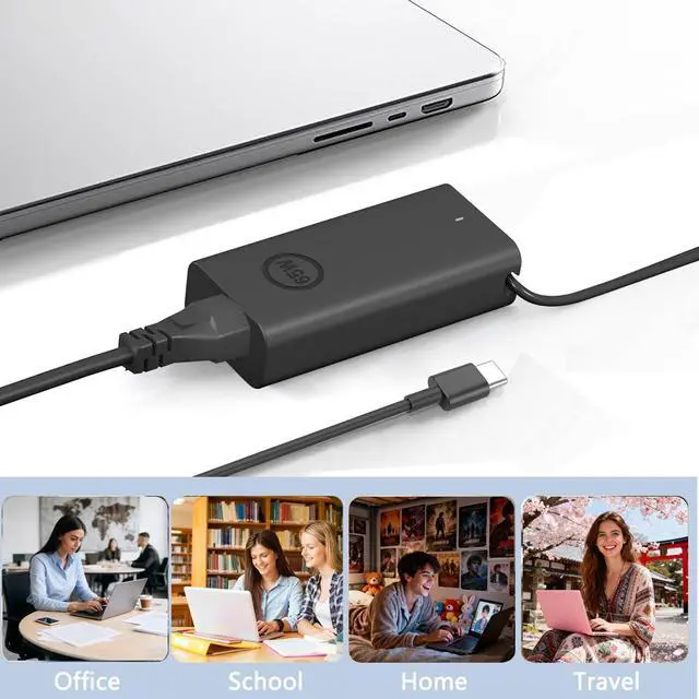Alt view image 14 of 14 - New 65W USB C Laptop Charger for Dell Laptop Charger,Dell USB C Charger for Dell Latitude 3340 3440 3540 5420 5430 5440 5520 7430 7420 7440,XPS 13 9360,Chromebook 3100 Type C AC Power Adapter Cord
