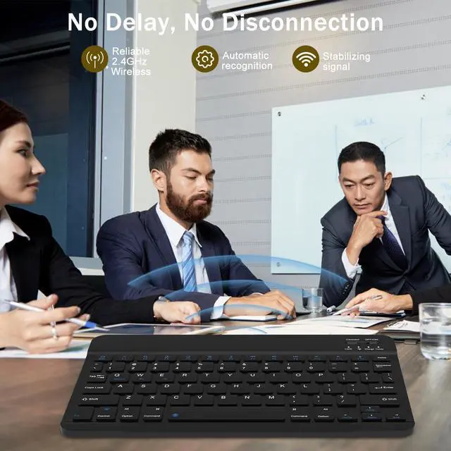 Alt view image 11 of 14 - Rechargeable Bluetooth Keyboard and Mouse Combo, Universal Ultra-Slim Wireless Keyboard Mouse Set for Android Windows iPad iPhone Samsung Tablet Portable Compact Keyboard Set (Black)