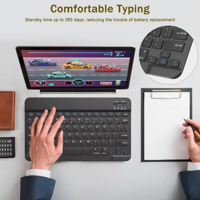 Alt view image 12 of 14 - Rechargeable Bluetooth Keyboard and Mouse Combo, Universal Ultra-Slim Wireless Keyboard Mouse Set for Android Windows iPad iPhone Samsung Tablet Portable Compact Keyboard Set (Black)