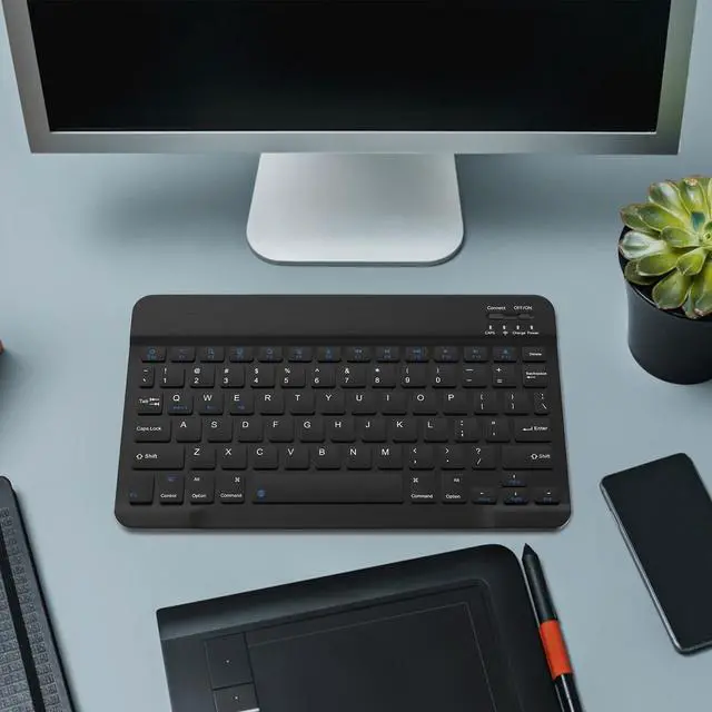 Alt view image 14 of 14 - Rechargeable Bluetooth Keyboard and Mouse Combo, Universal Ultra-Slim Wireless Keyboard Mouse Set for Android Windows iPad iPhone Samsung Tablet Portable Compact Keyboard Set (Black)