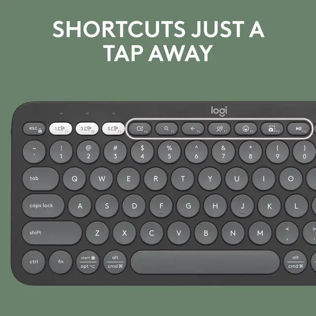 Alt view image 11 of 14 - Pebble Keys 2 K380s, Multi-Device Bluetooth Wireless Keyboard with Customizable Shortcuts, Slim and Portable, Easy-Switch for Windows, macOS, iPadOS, Android, Chrome OS - Tonal Graphite