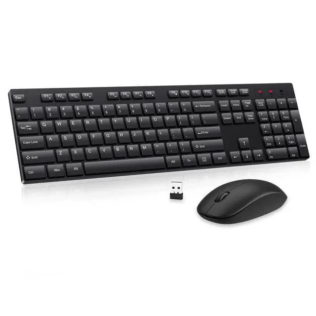 Alt view image 8 of 14 - Wireless Keyboard and Mouse Combo, Silent Full Size Cordless USB Keyboard Mouse, 2.4GHz Lag-Free, Long Battery Life, for Computer, Laptop, PC, Chromebook, Windows (Black, 1 Pack)