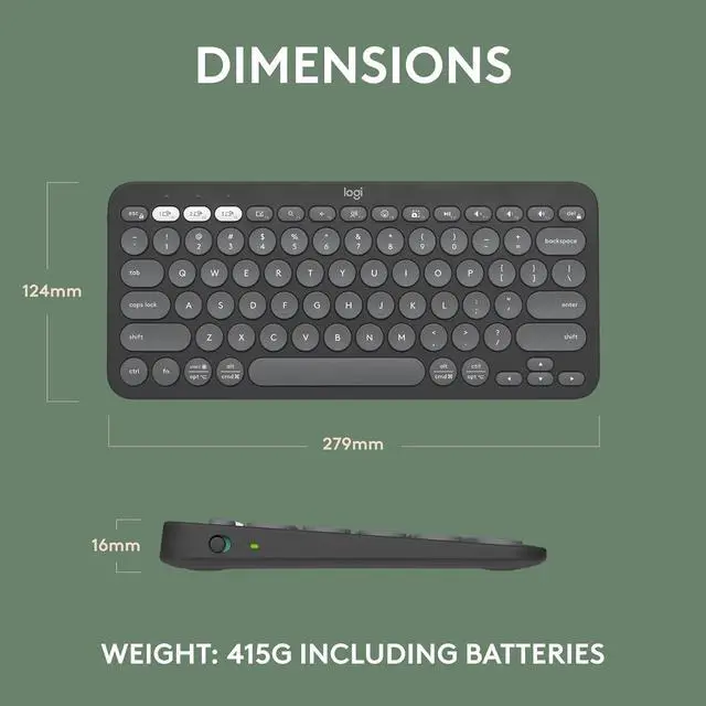 Alt view image 9 of 14 - Pebble Keys 2 K380s, Multi-Device Bluetooth Wireless Keyboard with Customizable Shortcuts, Slim and Portable, Easy-Switch for Windows, macOS, iPadOS, Android, Chrome OS - Tonal Graphite