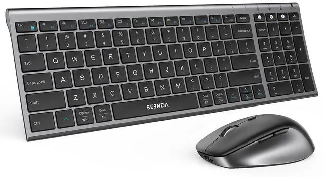 Alt view image 8 of 14 - Wireless Bluetooth Keyboard and Mouse Combo, COE401 Rechargeable Slim Keyboard Mouse, 3 Multi-Device Connection, Compact Quiet Set Compatible for Mac/Windows Laptop MacBook iPad, Black Gray