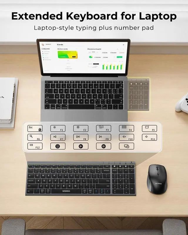 Alt view image 12 of 14 - Wireless Bluetooth Keyboard and Mouse Combo, COE401 Rechargeable Slim Keyboard Mouse, 3 Multi-Device Connection, Compact Quiet Set Compatible for Mac/Windows Laptop MacBook iPad, Black Gray