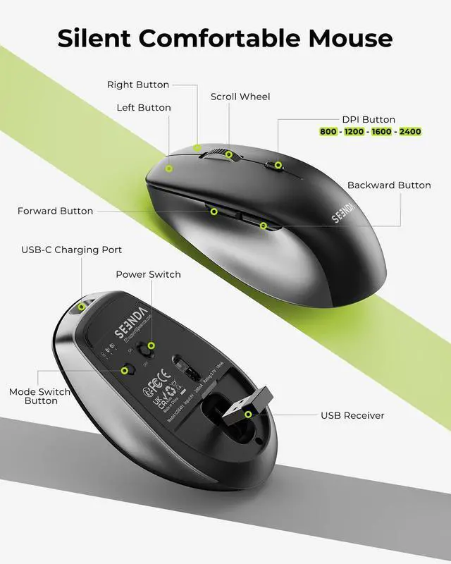 Alt view image 13 of 14 - Wireless Bluetooth Keyboard and Mouse Combo, COE401 Rechargeable Slim Keyboard Mouse, 3 Multi-Device Connection, Compact Quiet Set Compatible for Mac/Windows Laptop MacBook iPad, Black Gray
