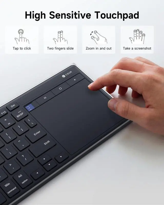 Alt view image 9 of 14 - K5S Bluetooth Keyboard with Touchpad, Wireless & Wired Keyboard with Trackpad for PC, Laptop, Tablet & Phone, Multi-Device Portable Rechargeable Keyboard, for Windows/Mac/Android/iOS (No Backlit)