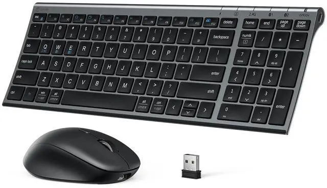 Alt view image 8 of 14 - DK05 Bluetooth Keyboard and Mouse Combo, Multi-Device Wireless Keyboard and Mouse (2.4GHz+Bluetooth), USB-C Rechargeable, Slim Compact Design, Comfortable Typing for PC/Laptop/Windows/Mac