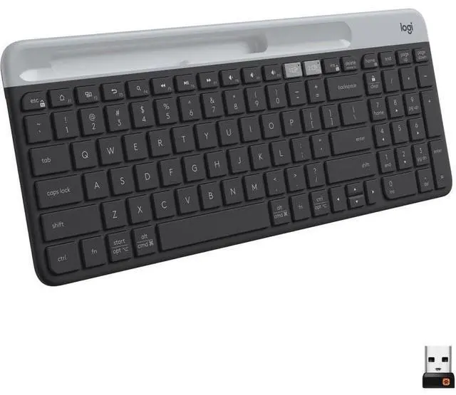 Alt view image 11 of 14 - K585 Multi-Device Slim Wireless Keyboard, Built-in Cradle for Device; for Laptop, Tablet, Desktop, Smartphone, Win/Mac, Bluetooth/Receiver, Compact, Easy Switch, 24 Month Battery - Graphite