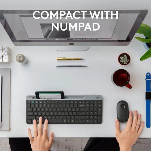 Alt view image 12 of 14 - K585 Multi-Device Slim Wireless Keyboard, Built-in Cradle for Device; for Laptop, Tablet, Desktop, Smartphone, Win/Mac, Bluetooth/Receiver, Compact, Easy Switch, 24 Month Battery - Graphite