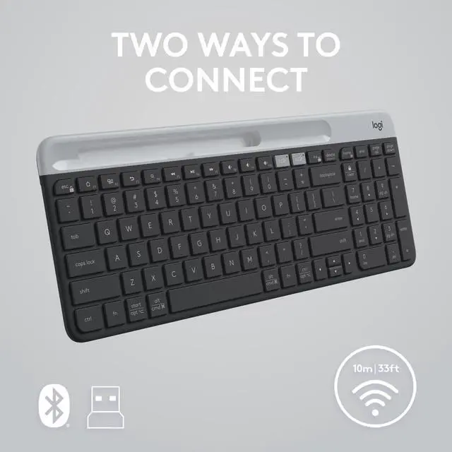 Alt view image 14 of 14 - K585 Multi-Device Slim Wireless Keyboard, Built-in Cradle for Device; for Laptop, Tablet, Desktop, Smartphone, Win/Mac, Bluetooth/Receiver, Compact, Easy Switch, 24 Month Battery - Graphite