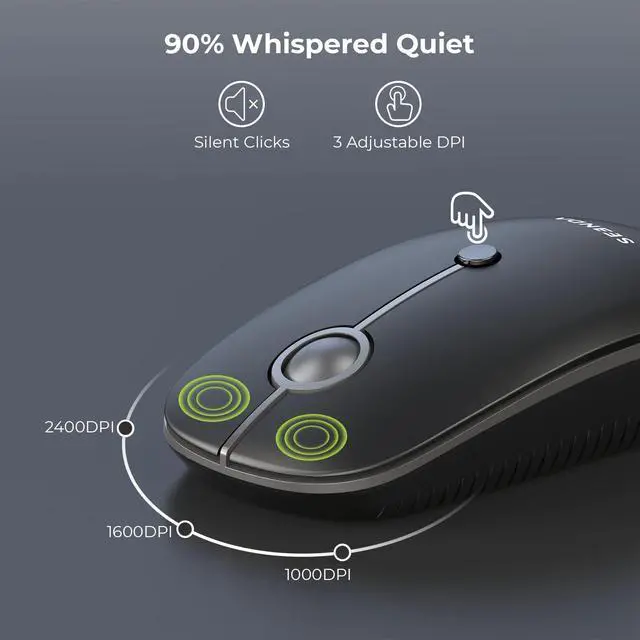 Alt view image 12 of 14 - Bluetooth Wireless Keyboard and Mouse Combo, COE203 Quiet Round Keycaps, 3-Device Multi-Connection, Bluetooth & 2.4G USB Receiver, Wide Compatibility with iPad/Tablet/Laptop/Mac/Windows, Black